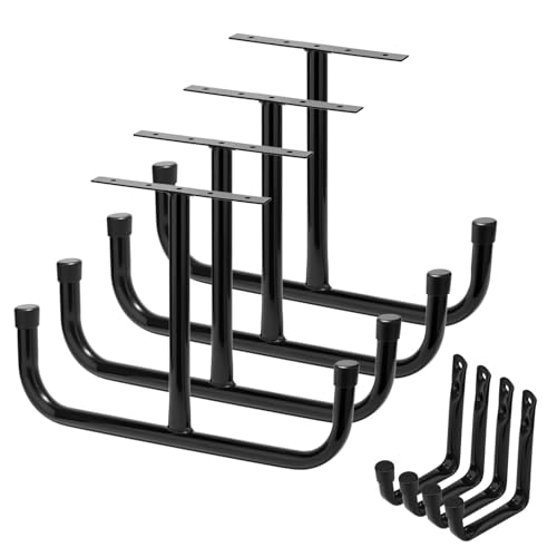 Overhead Garage Storage Rack 4 Pack with 4 Hooks, 66Lbs & 45Lbs Capacity, Heavy-Duty 444Lbs Total Garage Ceiling Storage System