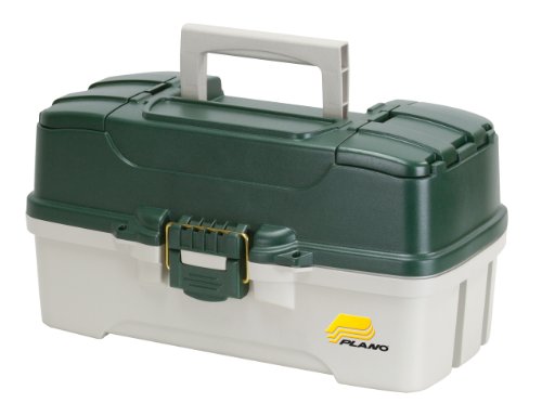 Plano 3-Tray Tackle Box with Dual Top Access, Dark Green Metallic/Off White, Premium Tackle Storage - color: Dark Green Metallic/ Off White, style: Three-Tray