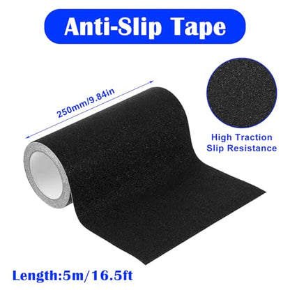 10 Inch x 16.5 Ft Anti Slip Traction Tape, Heavy Duty Grip Tape for Stairs, Non Skid Treads High Traction Non-Slip Safety Tape Roll for Indoor Outdoor, Waterproof, Weather Resistant (Black)