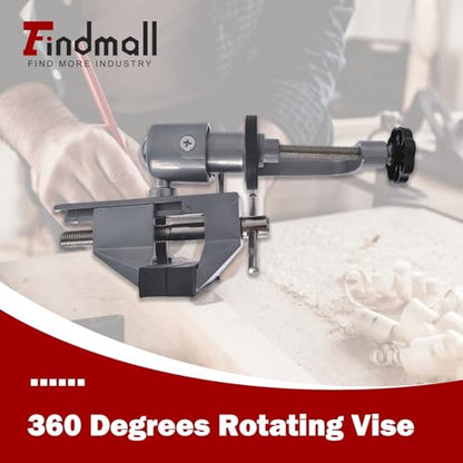 findmall Universal Table Vise 3" Aluminum Swivel Bench Vise 360 Degrees Rotating Fit for Holding Small Parts in Jewelry Hobby Model Making Electronics and More - color: Silver