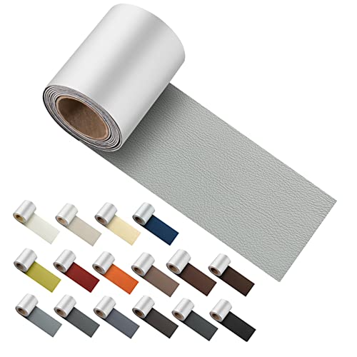 ILOFRI Self Adhesive Leather Repair Patch Tape 3x60 inch, Vinyl and Leather Repair Kit for Couches, Furniture, Car Seat, Boat Seat, Sofa, Vinyl Upholstery, Chair, Interior - Light Grey #2 - color: Light Grey #2, size: 3x60 inch
