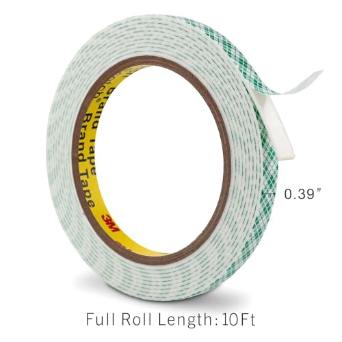 3M Double Sided Foam Tape 0.39" x 10Ft Peel and Stick Foam Tape Mounting Tape Double Coated Urethane Strong Adhesion Polyurethane Tape for Crafts Interior DIY Card Indoor Outdoor, White - size: 0.39" x 10Ft