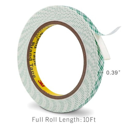 3M Double Sided Foam Tape 0.39" x 10Ft Peel and Stick Foam Tape Mounting Tape Double Coated Urethane Strong Adhesion Polyurethane Tape for Crafts Interior DIY Card Indoor Outdoor, White - size: 0.39" x 10Ft