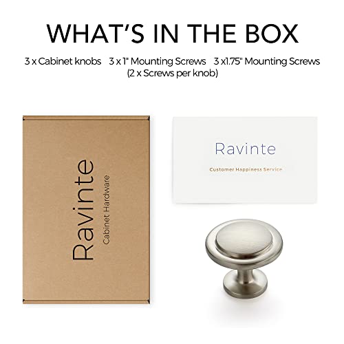 Ravinte 3 Pack 1-1/4 inch Kitchen Cabinet Knobs Brushed Nickel Dresser Zinc Pulls Door Drawer Handles for Dresser Drawers - color: Brushed Nickel