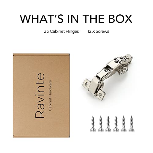 Ravinte 1 Pair 2 Pack Kitchen Cabinet Hinges, 165 Degree Kitchen Door Hinges Compatible with Lazy Susan Corner Cupboard，Full Overlay Face Frame Concealed Corner Cabinet Hardware - size: 165 Degree