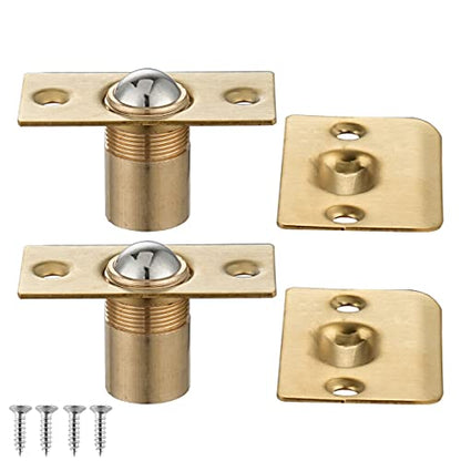 JQK Closet Ball Catch Door Hardware, Stainless Steel Catch Adjustable with Strike Plate, Gold Finish 2 Pack, HBC100-BG-P2 - color: Gold, size: 2 Pack