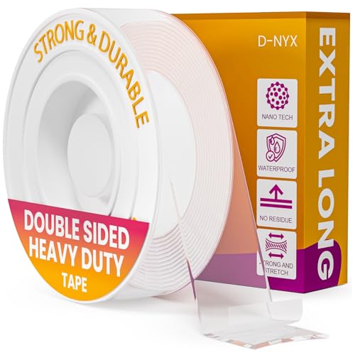 D-NYX Heavy Duty Double Sided Tape - Extra Large Nano Double Sided Adhesive Tape 1.18 inch Wide Removable Wall Tape Sticky Poster Tape Decor Scrapbook Supplies Scrapbookig Strips 9.85ft - style: Double Sided Tape