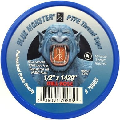Blue Monster Teflon Tape 1/2 Wide 1,429" Long - Case of 45 Rolls
