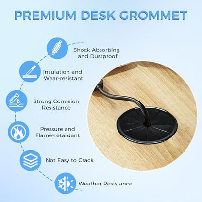 8 Pcs Cable Grommet, Snap Bushing 2" (50 mm) Mounting Diameter, Flexible Petal-Shaped Buckle Round Nylon Desk Grommet for Wires Through Countertop Cord Organizer and Protection, Black - style: 2" -RSB 8PCS