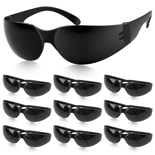 10 Pack Clear Safety Glasses for Men Women, ANSI Z87.1 Certified Scratch & Impact Resistant Wrap Around Lens - color: Black