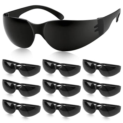 10 Pack Clear Safety Glasses for Men Women, ANSI Z87.1 Certified Scratch & Impact Resistant Wrap Around Lens - color: Black