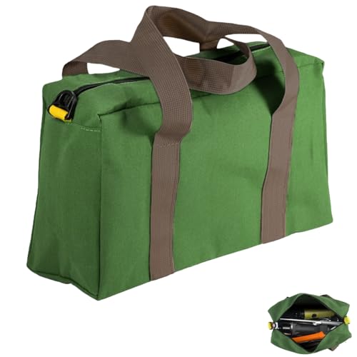 Canvas Wide Mouth Tool Bag, Large Capacity Tool Bags for Men, Portable Home Tool Organizer for Storage Handbag for Screwdrivers, Wrench, Plier, Nails, Pliers Repair Hand Tools (Green-18 Inch) - color: Green, size: 18 Inch