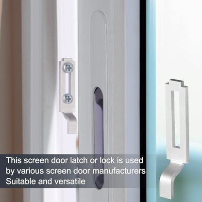 Tandefio 6 Pcs A 148 Sliding Screen Door Latch Strikes Adjustable 1/4" Hook Projection, Steel Sliding Door Strike Plate Keeper Replacement with Mounting Screws for Patio Window Pet Proof Fit Fixings