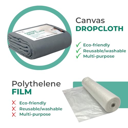 Canvas Drop Cloth for Painting 4x5 feet Pack of 2-8oz Painters Drop Cloths for Painting - All Purpose Canvas Tarps for Floor & Furniture Protection - Recycled Cotton Fabric - size: ‎4x5 Ft - 2 pc