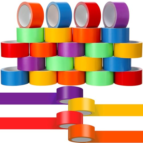Fainne 24 Pack Colored Duct Tape Bulk 15 Yards x 2 Inch Heavy Duty Waterproof Vibrant Decorative Duct Tape Multi Purposes No Residue Tear by Hand for DIY Indoor Outdoor Use - color: Vibrant Color, size: 15 Yards X 2 Inches
