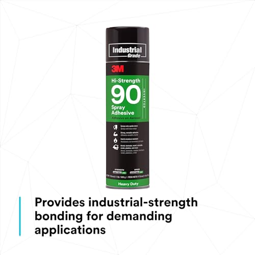 3M Hi-Strength 90 Spray Adhesive, Permanent, Bonds Laminate, Wood, Concrete, Metal, Plastic, Clear Glue, Net Wt 17.6 oz, Will Spray Upside Down Only - size: 24 fl oz (Net Wt 17.6 oz), style: Hi-Strength 90 - Inverted (Sprays Upside Down Only)