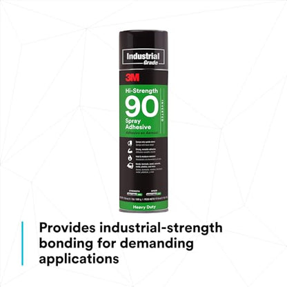 3M Hi-Strength 90 Spray Adhesive, Permanent, Bonds Laminate, Wood, Concrete, Metal, Plastic, Clear Glue, Net Wt 17.6 oz, Will Spray Upside Down Only - size: 24 fl oz (Net Wt 17.6 oz), style: Hi-Strength 90 - Inverted (Sprays Upside Down Only)