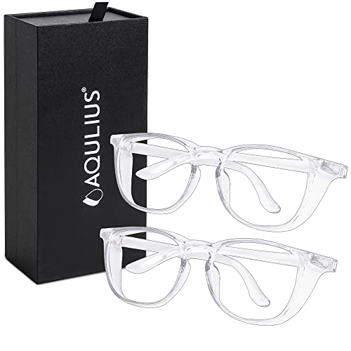 Aqulius 2 Pack Stylish Safety Glasses Goggles, Scratch Resistant, Safety Glasses for Women, Blue Light, Glasses for Nurses - color: Clear/Clear