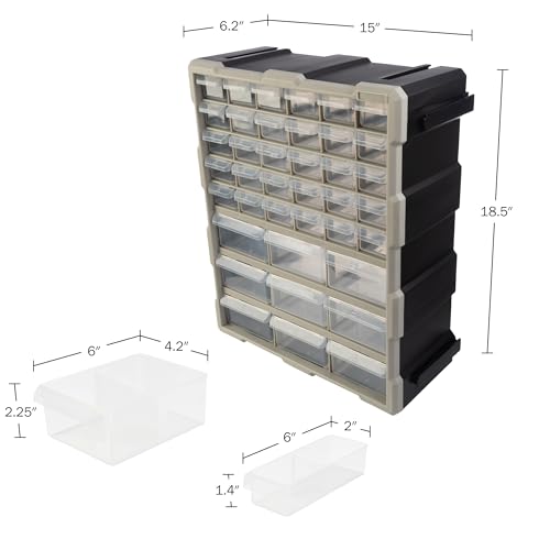 Stalwart 39-Drawer Plastic Small Parts Organizer - Desktop or Wall Storage Drawers for Organizing Hardware, Crafts, Garage, or Classroom (Black) - style: 39 Drawers