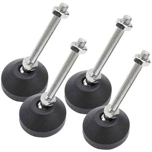 M12x100mm Leveling Feet, 4.84 Inch Height & 880 lb Capacity, Heavy Duty Adjustable Swivel Furniture Glides, Threaded Rubber Feet Leveler for Table, Shelves, Workbench, Cabinet, Machine, 4Pcs - color: Black, size: D60xM12xH100mm