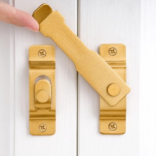 INIRET 2 Packs Barn Door Latches，4.33”x 3.23” Gold Stainless Steel barn gate flip Door Latch Bi-fold Door Lock,Sliding Door Antique Lock Gate Latches Wine Cabinet Closet Door Latches - color: Big_Gold
