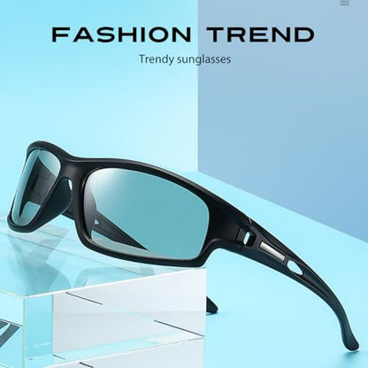 YIMI Polarized Photochromic Driving z87 Sunglasses For Men Women Day and Night safety glasses - color: Photochromic/Black Lens