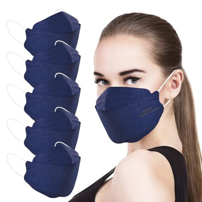akgk KN95 Face Masks 50 Pack, 5-Ply Disposable Navy Blue Face Mask Against PM 2.5 Smoke and Dust - color: Z-50 Pack-navy Blue