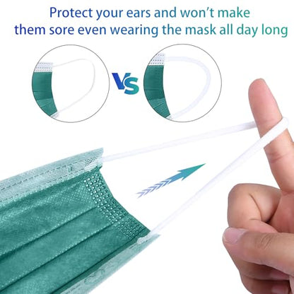 Disposable Face Mask 4-Ply for Adult, Soft Face Masks, Breathable Safety Mask… - color: Green Single