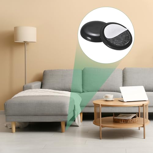 M METERXITY 24-Pack Furniture Sliders, 1.1" Diameter EVA Foam Felt Pad Self-Adhesive Mover Glides for Carpet/Chair/Tables, Furniture Round Pads Floor Protectors [Black] - size: 1.1"