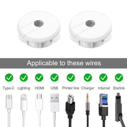 Furniture Wall Hole Bushing Cable Grommet for Starlink Ethernet Cable,Covering 3/4 inch Desk Holes,Universal Cable Management Wire Organizer Pass Through Holes Cover Kits (White - 10 Pack) - color: White - 10 Pack