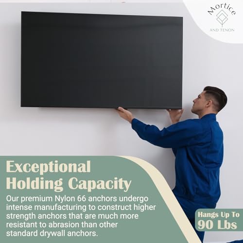 Reinforced Nylon 66 Drywall Repair Anchors - 90lb, Small Wall Hanging Kit for Apartment Quick Fixes & Towel Rack with Carbon Steel Screws, 10 Dry Wall Anchors and 10 Phillips Flat Head Wood Screws - style: 10 Pack