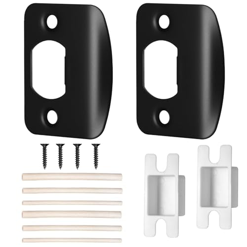 2 Pack Matte Black Door Strike Plate for Interior Doors, Standard Adjustable Strike Plate, Door Latch Plate Repair kit for Home - color: Matte Black, size: 2 Pack