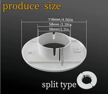 2Pcs 2.2in Air Conditioning Hole Cover for Concealing and Enhancing Room Air Conditioning Units, Detachable Decorative Partition Air Conditioning Hole Cover (White)