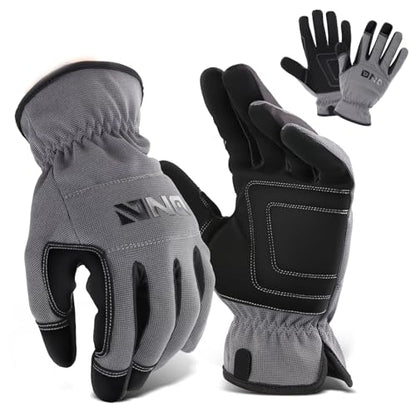 DNA MOTORING 2pair Multi-Purpose Utility Machanic Gloves, Flexible Breathable Performance Padded Knuckles Palm Work Gloves, Grey, TOOLS-00581 - color: Grey-2pair