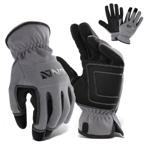 DNA MOTORING 2pair Multi-Purpose Utility Machanic Gloves, Flexible Breathable Performance Padded Knuckles Palm Work Gloves, Grey, TOOLS-00581 - color: Grey-2pair