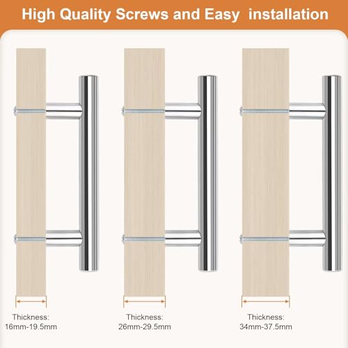 Probrico 5 Pack Hole Centers (96mm) 3.75inch Polished Chrome Kitchen Cabinet Handles Stainless Steel Polished Chrome Cabinet Pulls Round T Bar Pull Handle for Cabinets and Drawers Total Length 6inch - color: Polished Chrome, size: Hole Centers: 3-3/4"