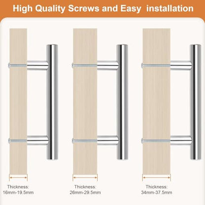 Probrico 5 Pack Hole Centers (96mm) 3.75inch Polished Chrome Kitchen Cabinet Handles Stainless Steel Polished Chrome Cabinet Pulls Round T Bar Pull Handle for Cabinets and Drawers Total Length 6inch - color: Polished Chrome, size: Hole Centers: 3-3/4"