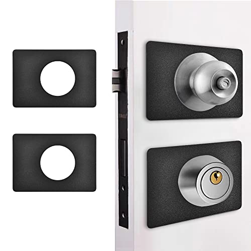 Door Knob/Deadbolt Reinforcement Plate Matte Black, Door Handle Fixing Cover Filler Repair Backplate, Door Lock Hole Backing Reinforcer Kit 2PCS - color: Black, size: 2 pcs