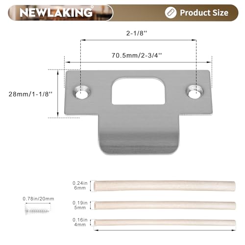 T-Shape Satin Nickel Door Strike Plate for Door Frame Repair Kit, 2-1/8'' Hole Spacing, 1 Pack - color: Satin Nickel