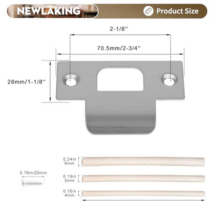 T-Shape Satin Nickel Door Strike Plate for Door Frame Repair Kit, 2-1/8'' Hole Spacing, 1 Pack - color: Satin Nickel