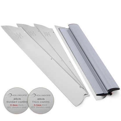 ROLLINGDOG 24" Drywall Skimming Blade - 2pcs 0.5mm and 2pc 0.3mm Stainless Steel, Tape Knife Finishing Tools for Smoothing Wall and Ceiling,Joint Compound - size: 24" Skimming Blade