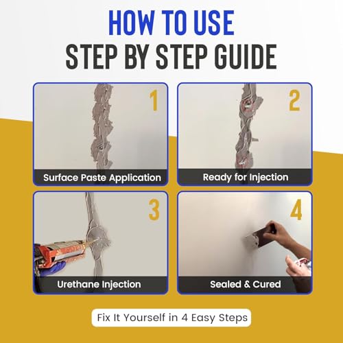 SolidFix Wall Crack Pro Repair Kit - Stops Basement & Foundation Leaks Permanently - Professional Urethane Injection System - DIY Friendly (Repairs 10ft of Cracks - Without Tool)