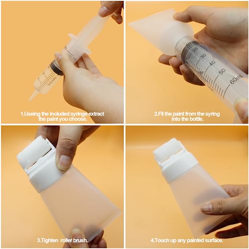 3 Pcs Touch up Paint Brushesh, Small Roller Brush Wall Repair Tool, Storage Touch-up Brush with Roller, and A Touch-up Pen, Suitable for Water-Based Paint Application