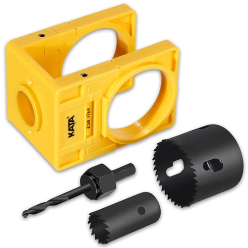 KATA 1-3/8" - 1-3/4" Wood Door Lock Installation Set with Guide Template, Hole Saw Kit for Easy Lockset Installation - color: Yellow