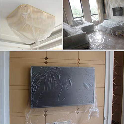 NIBAL Pre-Taped Masking Film Protection Covering Cloth Tape for Car or Home (1.8 X 65ft, Transparent)
