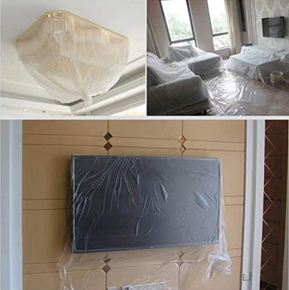 NIBAL Pre-Taped Masking Film Protection Covering Cloth Tape for Car or Home (1.8 X 65ft, Transparent)