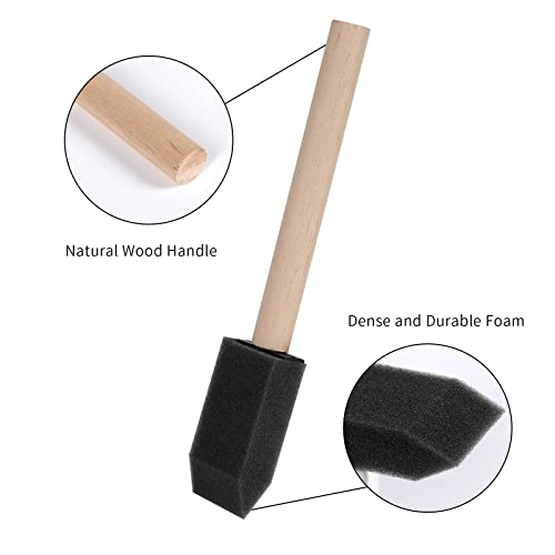 Mister Rui Poly Foam Paint Brushes 50 Pack, Sponge Paint Brushes, Mini Foam Brushes 1 Inch Wood Handle for Painting and Cleaning - color: Foam Brush Set | Pack of 50
