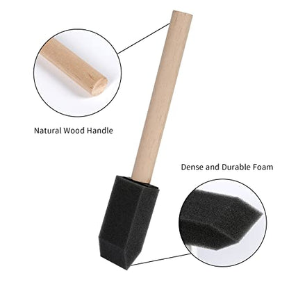 Mister Rui Poly Foam Paint Brushes 50 Pack, Sponge Paint Brushes, Mini Foam Brushes 1 Inch Wood Handle for Painting and Cleaning - color: Foam Brush Set | Pack of 50