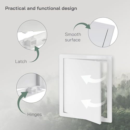 Vent Systems White ABS Plastic Access Panel 10 x 13 Inch (Cut-Out) - Access Door for Drywall, Wall, Ceiling - Electrical, Plumbing Service Wall Hole Cover - Inspection Door - 11 x 13.7 Inch (Outer) - size: 10 X 13 Inch / 250 X 330 Mm