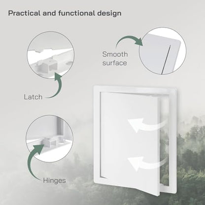 Vent Systems White ABS Plastic Access Panel 10 x 13 Inch (Cut-Out) - Access Door for Drywall, Wall, Ceiling - Electrical, Plumbing Service Wall Hole Cover - Inspection Door - 11 x 13.7 Inch (Outer) - size: 10 X 13 Inch / 250 X 330 Mm